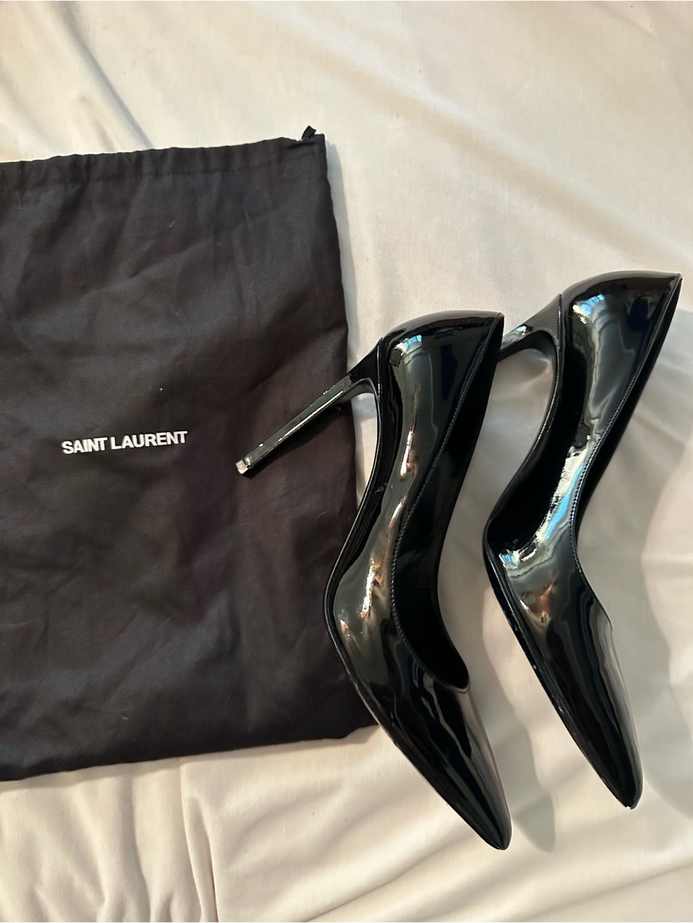 Saint Laurent Black Patent Pointed Stiletto Pumps